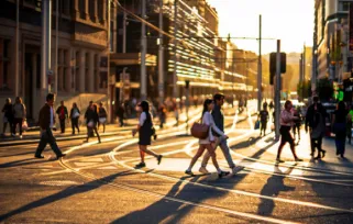 people walking in city