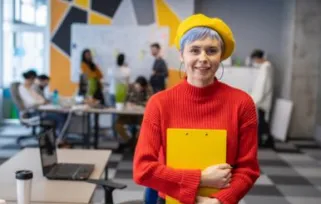 woman at co-working office