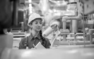 worker wearing hardhat in factory