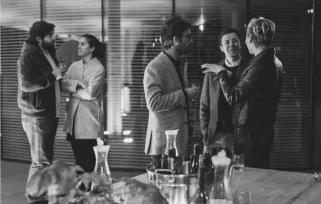 coworkers networking in the office