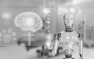 robot working on a screen