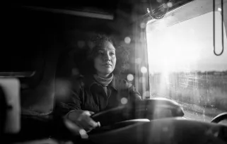 woman driving a truck