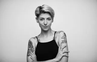 young woman with tattoos