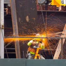 Construction worker working on a major building