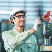 Engineer conducting machine inspection