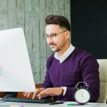 man working in his office