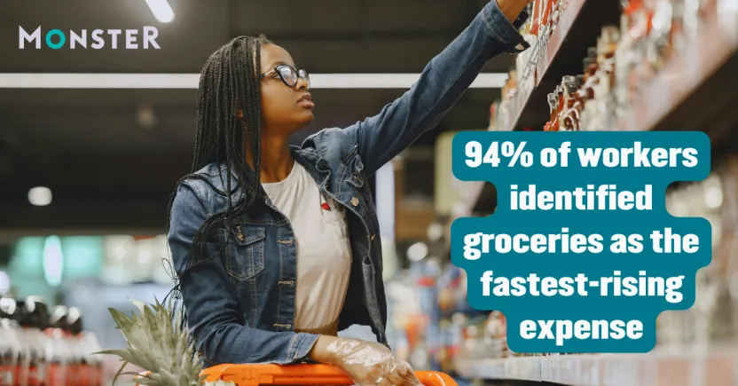 woman in grocery store reaching to shelf